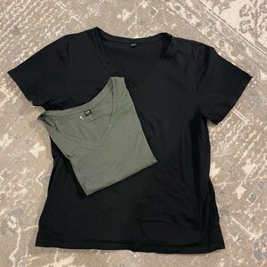 Two Uniqlo Black,  Olive Fitted Short Sleeve tees.